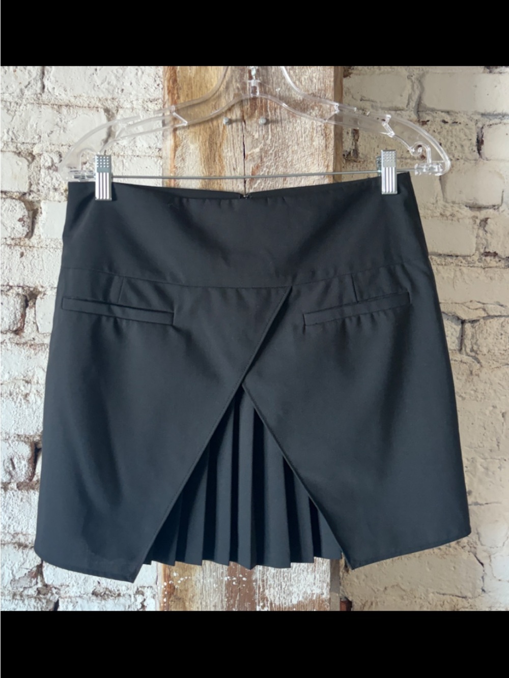 Tibi Black Mini Skirt with Pleated Front